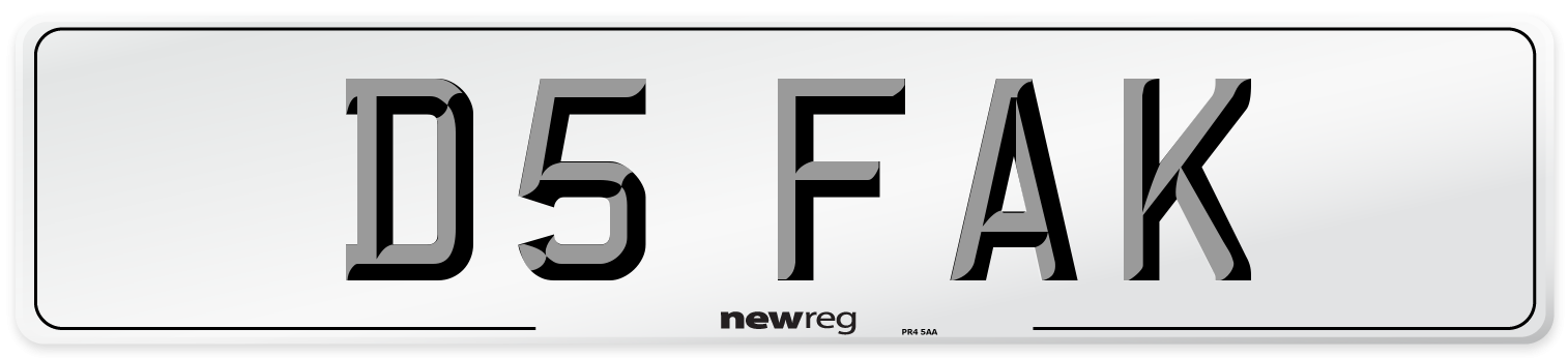 D5 FAK Number Plate from New Reg